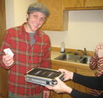 aaron feeds the kitty