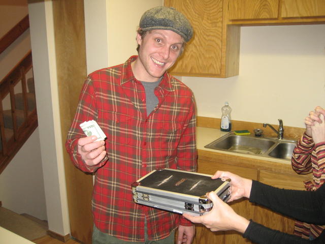 aaron feeds the kitty