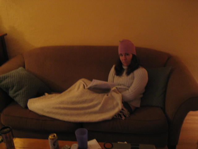 kt on the sofa after latest clarkson pipeburst